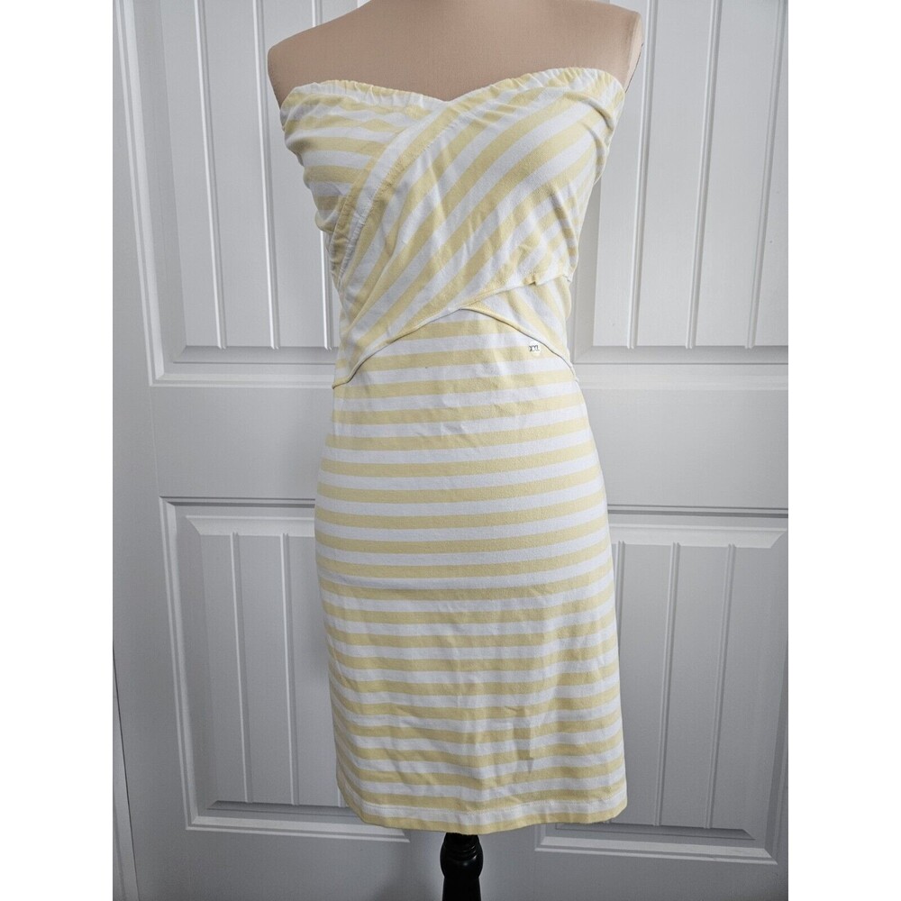 American Eagle Yellow And White Striped Strapless Mini Dress XXL Classic